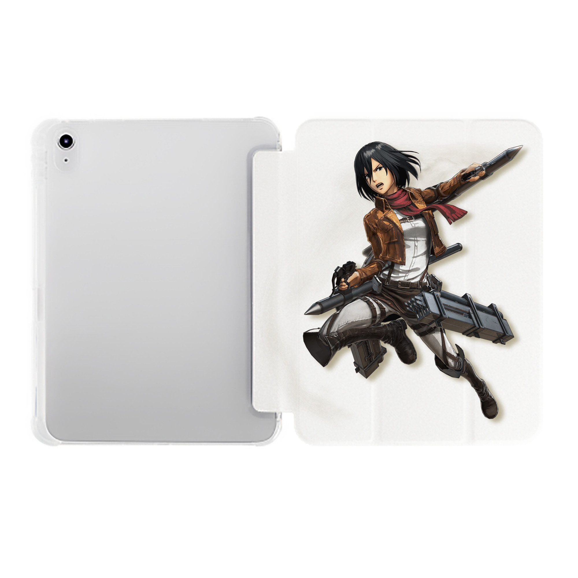 （画像用） 進撃の巨人 ミカサ·アッカーマン Attack on Titan Mikasa Ackerman IPad ケース ペン収納付き 三つ折りスタンド PUレザー×シリコン 対応機種9.5/10.5/10.9インチ